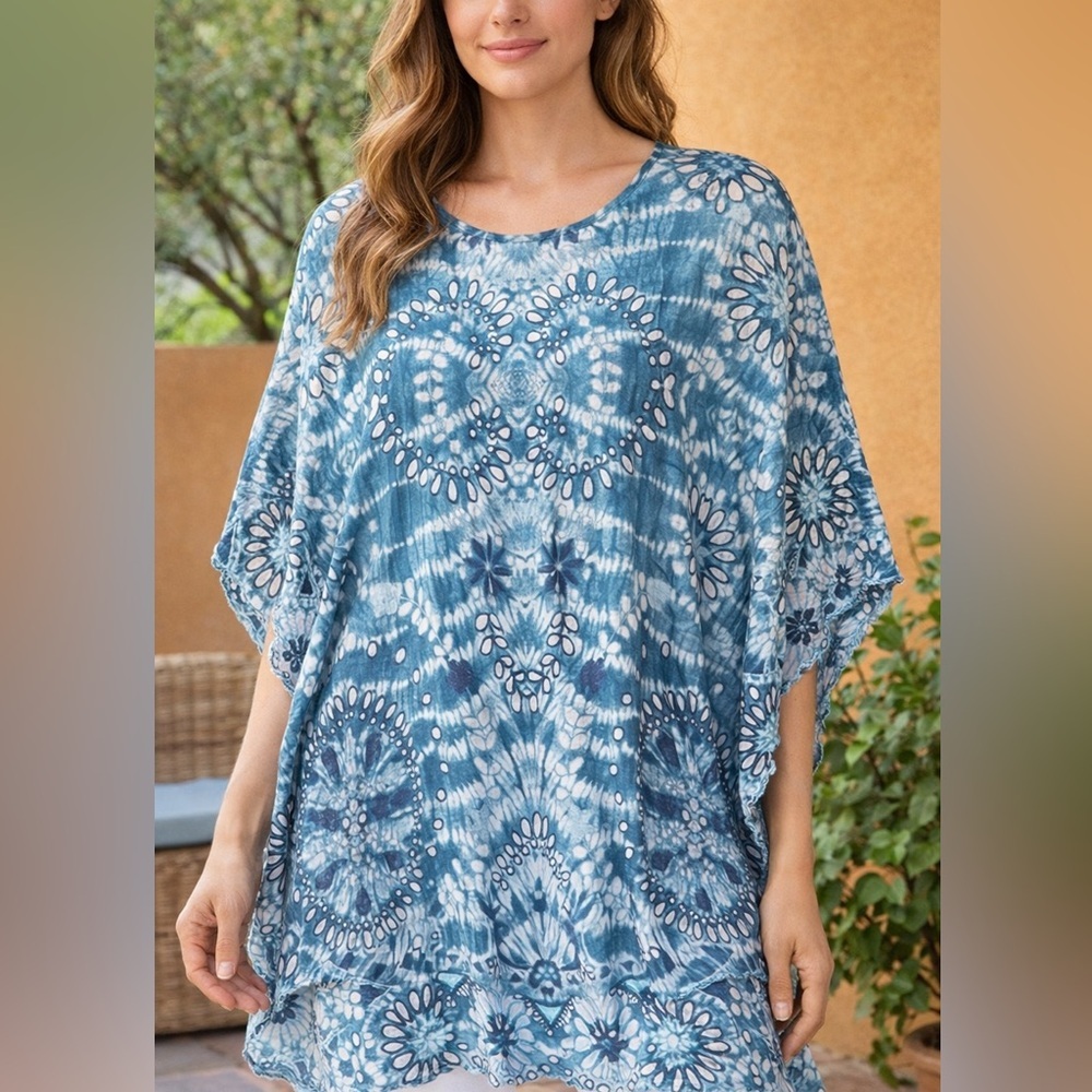 Soft Surroundings Blue Tie-Dye Blouse